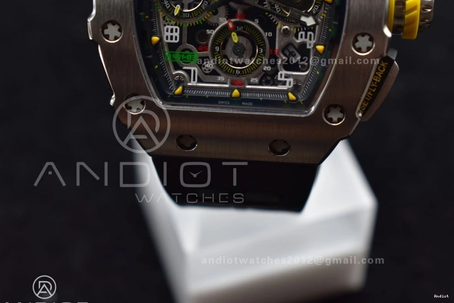 Chrono V Crystal 1:1 RM011 Strap Edition Black KVF Rubber on Black A7750 SS 1025 Functional Dial Best 0706